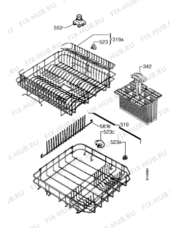 Взрыв-схема посудомоечной машины Aeg FC 5450I-M - Схема узла Baskets, tubes 061